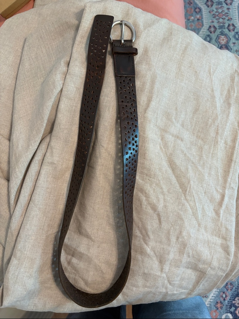 Women’s GAP Brown Leather Belt with heart cutouts